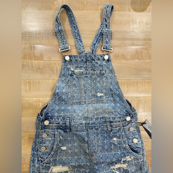 Blank NYC Bloomingdales distress jean shorts overalls short limited - Picture 8 of 16